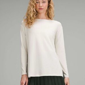Lululemon Relaxed-Fit Boatneck Long-Sleeve Shirt Back in Action - Color Bone